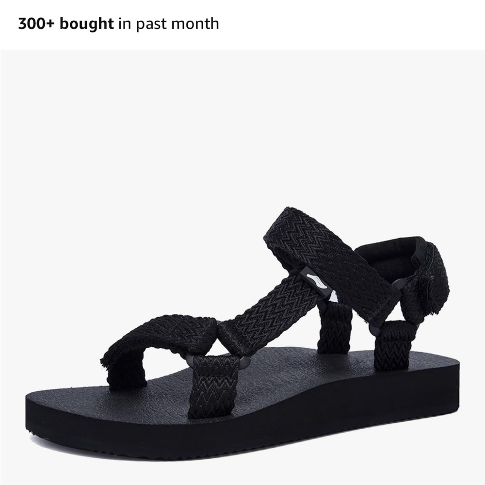 Black Sporty Sandals with Velcro Closure